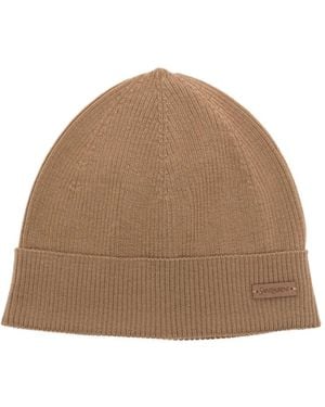 Saint Laurent Ribbed Wool Beanie - Brown