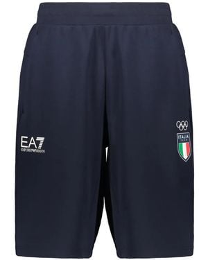 EA7 Short Italia Team À Logo Imprimé - Blue