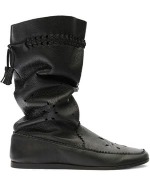 Isabel Marant Welky Laser-Cut Textured-Leather Boots - Black