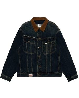 Aape By A Bathing Ape Aapeunvs Detachable-Hood Denim Jacket - Blue