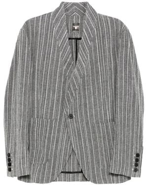 Tessitura Striped Collarless Blazer - Grey