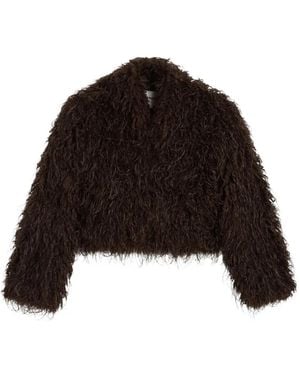 Apparis Faux-Fur Cropped Coat - Black