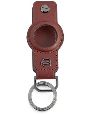 Piquadro Airtag Holder Leather Keychain - Red