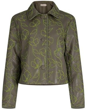 Silvia Tcherassi Columba Floral-Embroidered Jacket - Green