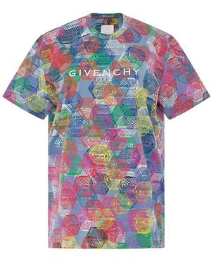 Givenchy Bstroy All Over Patch Print Loose Fit T-Shirt, Short Sleeves, 100% Cotton - Multicolour