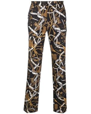 Moschino Graphic-Print Straight-Leg Trousers - Black