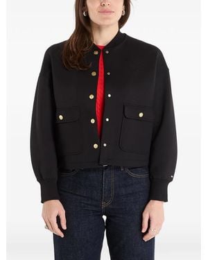 Tommy Hilfiger Press-Stud Cropped Jacket - Black
