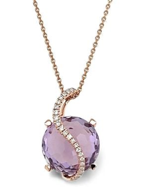 Lisa Nik Round De France Halsketting Met Amethist En Diamant - Roze