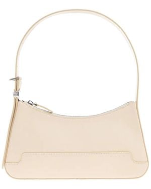 Marni Zip-Fastening Curved Leather Shoulder Bag - Natural