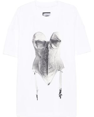 Hamza X Madonna Corset-Print T-Shirt Mini Day Dress - White