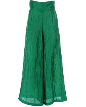 Akep Crinkled-Effect Palazzo Trousers - Green