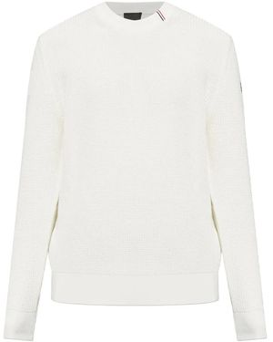 Moncler Waffle-Knit Logo-Patch Jumper - White
