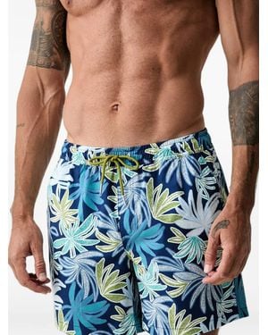 Marc O' Polo Leaf-Print Drawstring Swim Shorts - Blue