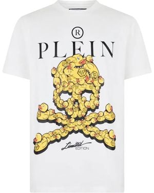 Philipp Plein Jersey T-Shirt Duck Skull - White