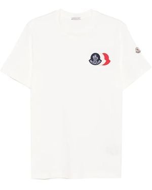 Moncler T-Shirt mit Logo-Patch - Weiß