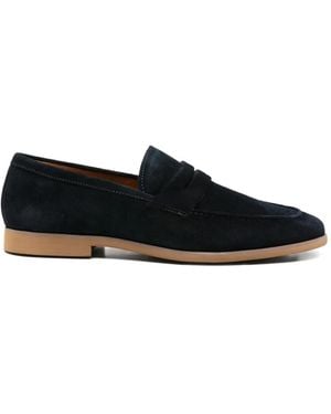 SERGIO MORETTI FIRENZE Suede Penny Slot Loafers - Black