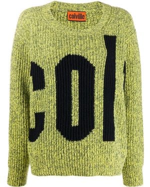 Colville Logo Ribbed Knit Sweater - Green