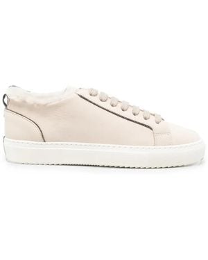 Doucal's Shearling-Trim Sneakers - White