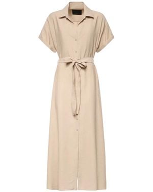 Dondup Vestido Largo Con Cinturón - Neutro