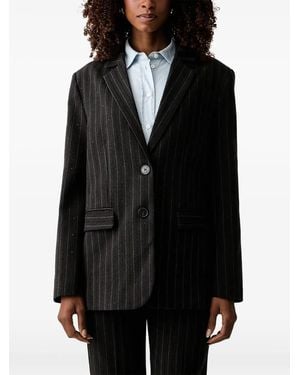 Twinset Pinstripe Sequin-Embellished Blazer - Black