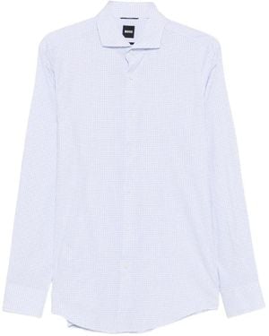 BOSS Check-Pattern Spread-Collar Shirt - White