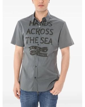 CoSTUME NATIONAL Slogan-Print Short-Sleeve Shirt - Grey