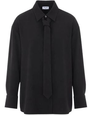 RUE DU BAC Tie-Detail Long-Sleeve Shirt - Black