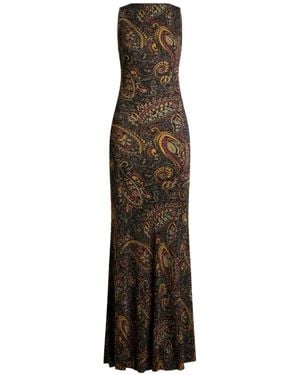 Etro Geribbelde Maxi-Jurk Met Bloemig Paisley-Motief - Wit