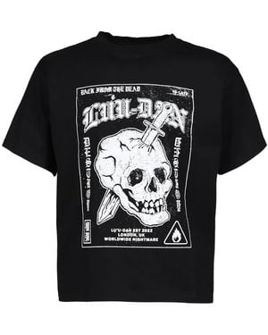LỰU ĐẠN Graphic-Print Cropped T-Shirt - Black