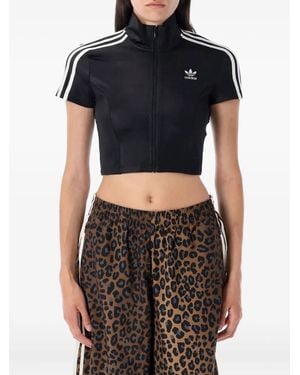 adidas Three-Stripe Zip-Up Sweatshirt - Black