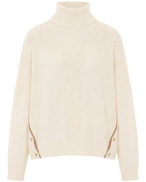 Liu Jo Wool-Blend Turtleneck With Buttons - White