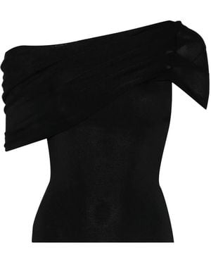 Self-Portrait Asymmetric-Design Top - Black