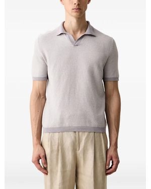 Benetton Textured-Knit Short-Sleeved Polo-Collar T-Shirt - Grey