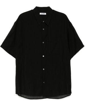 Attachment Striped Lenocloth Shirt - Black