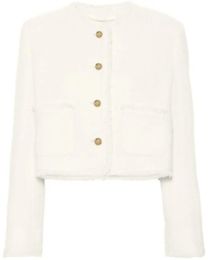 Miu Miu Single-Breasted Tweed Jacket - Natural