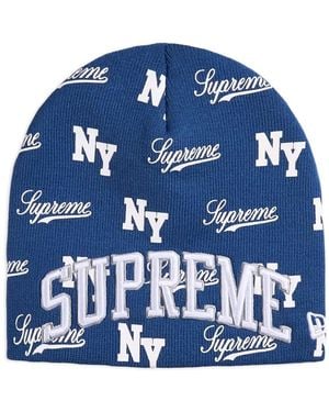 Supreme X New Era Logo Beanie - Blue