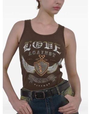VIVAMUS Graphic-Print Cropped Tank Top - Black