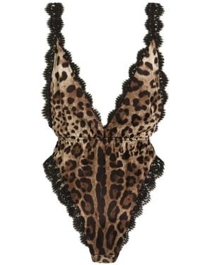 Dolce & Gabbana Body De Satén Con Estampado De Leopardo - Multicolor