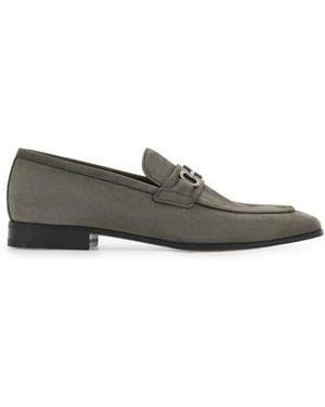 Ferragamo Moccasin With Gancini Ornament - Grey