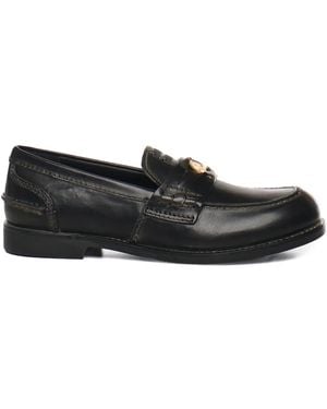 Miu Miu Loafer mit goldfarbenem Emblem - Schwarz