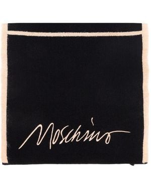 Moschino Embroidered Ribbed Scarf - Black