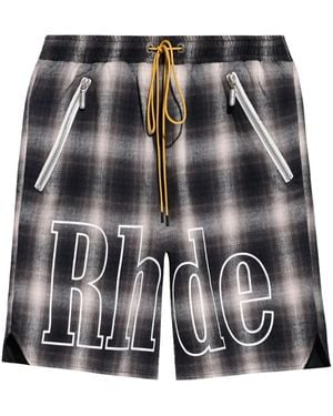 Rhude Plaid Logo Short Trousers For - Black