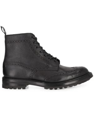 Todd Synder X Champion Brogue-Detail Pebbled-Leather Ankle Boots - Black