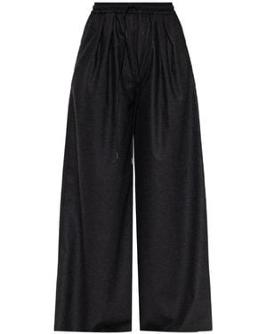 Max Mara Wool Flannel Wide-Leg Trousers - Black
