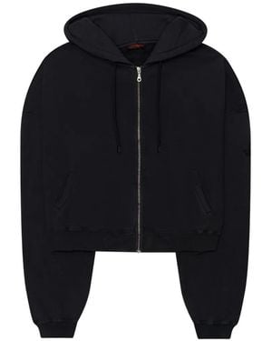 LỰU ĐẠN Washed Zip-Up Hoodie - Blue