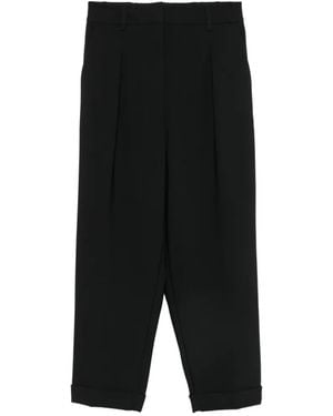 Psophia Pleated Cuffed-Hem Cropped Pants - Black