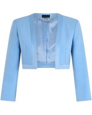Liu Jo Satin-Trim Cropped Jacket - Blue