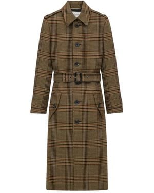 Saint Laurent チェック ベルテッドコート - ナチュラル