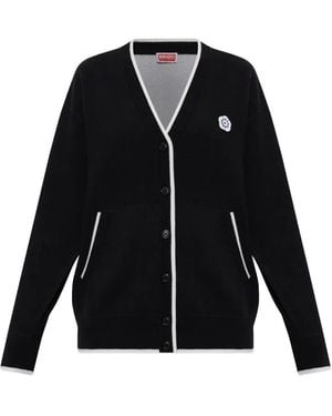 KENZO Appliqué Trimmed Cardigan - Blue