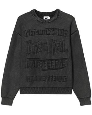 Izzue Logo-Embroidered Cotton Sweatshirt - Black